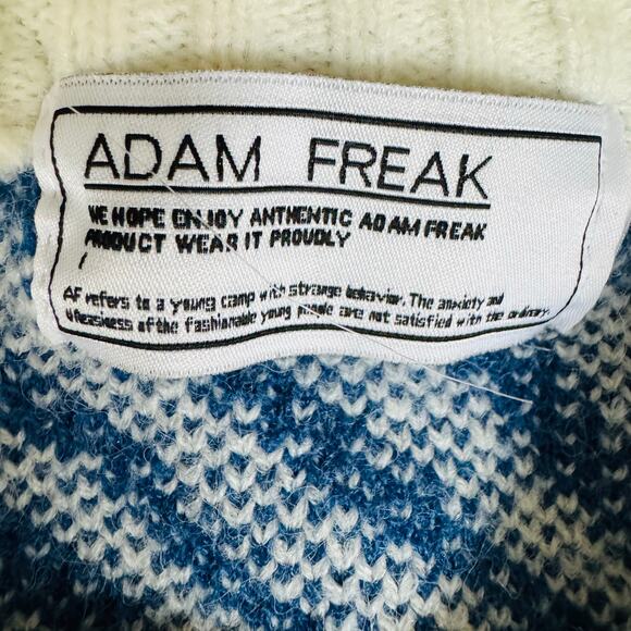 Adam Freak Unisex Cobalt Blue Psychedelic Swirl Groovy Crewneck Chunky Sweater M - Picture 7 of 11